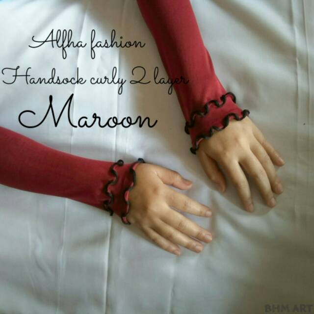 Handsock curly 2 layer /manset tangan wanita /handsock pita /handsock jempol /handsock syari