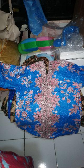 Blus Azizah Melati Dasar Warna Atasan Batik Sakura Cibulan Seragam Kerja Kantor Wanita Motif Floral