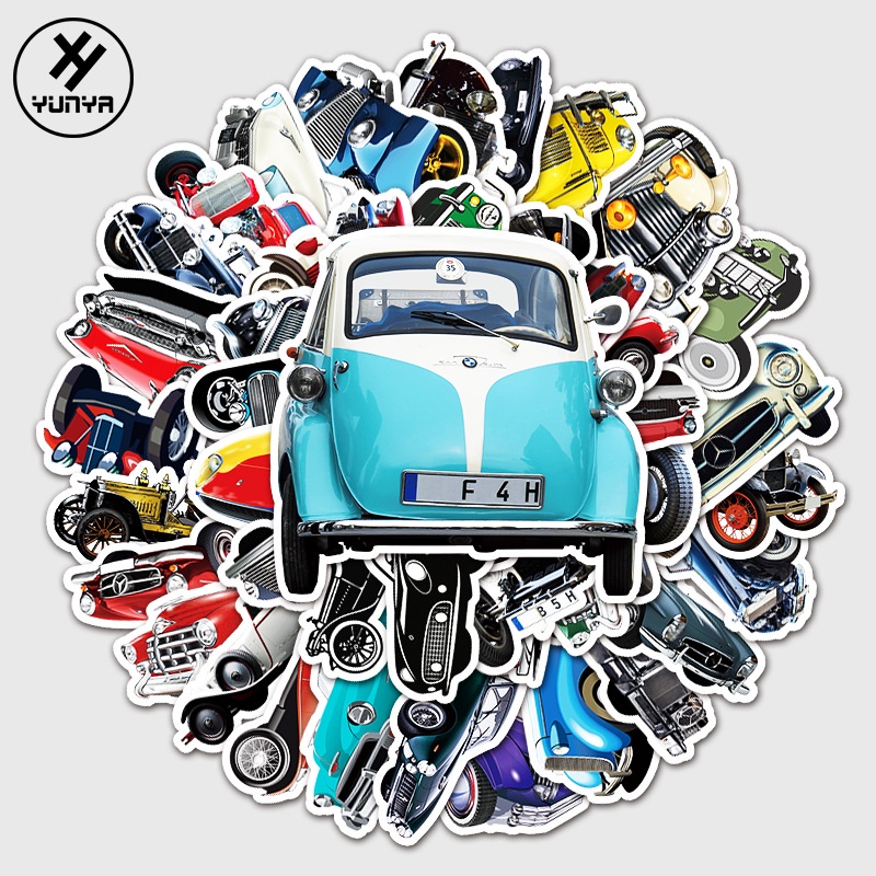 Zhang retro klasik mobil kartun graffiti stiker bagasi laptop kulkas dekoratif stiker