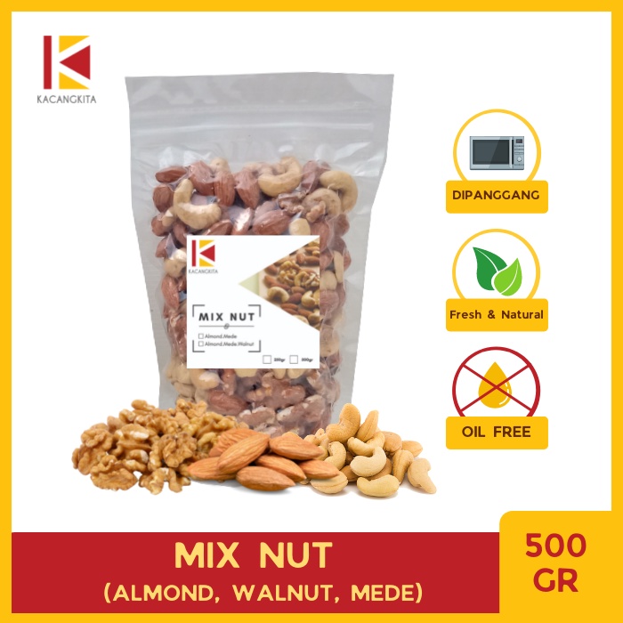 

MIX NUT 500gr Roasted Almond Mede Walnut Panggang