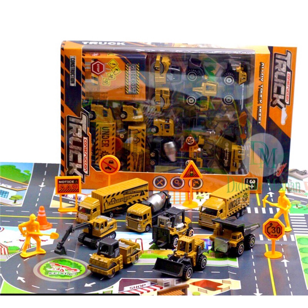 Diecast Mobil Truck Metal Koleksi Mainan set Anak laki laki Super Powerful Construction Playmart