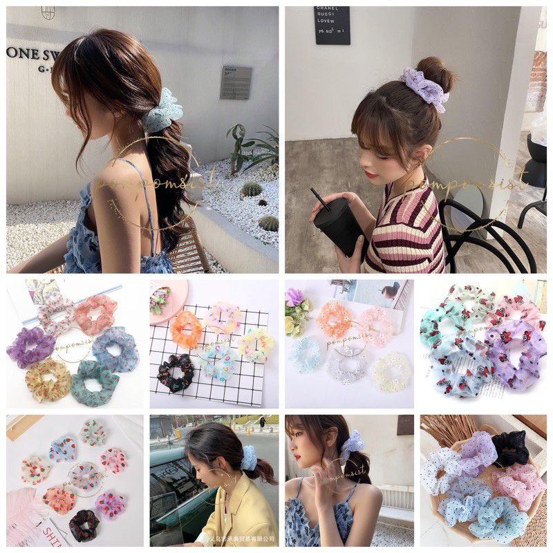 SCRUNCHIE MOTIF POLOS/ KUNCIRAN/ CEPOL RAMBUT BULU HALUS