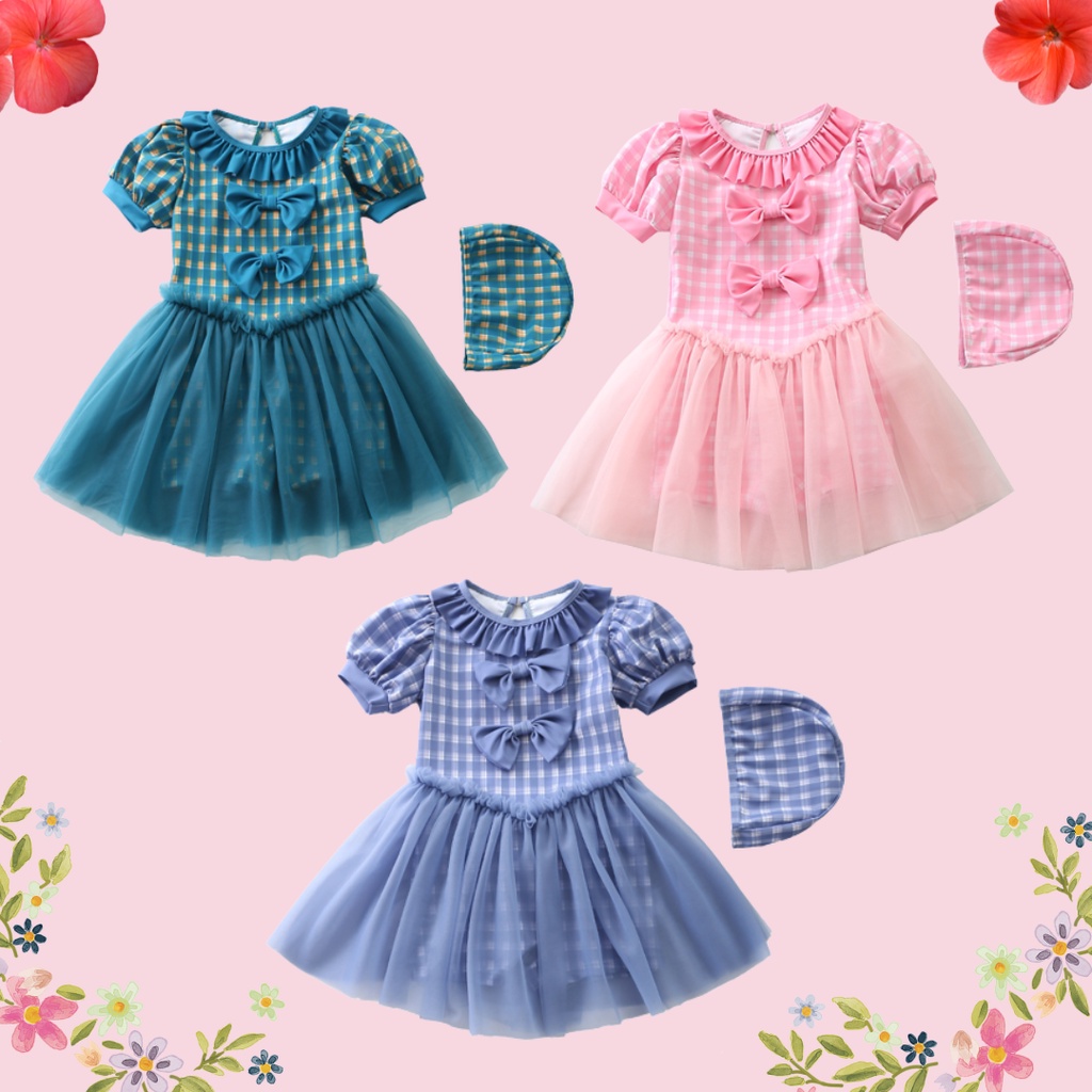 BAJU RENANG ANAK PEREMPUAN BAJU RENANG DRESS GAUN TILE PRINCESS TT