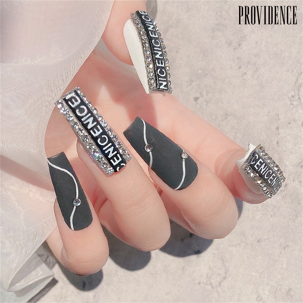 Providence 12Pcs Manicure Decal Anti-falling Eye-catching Easy to Apply Unique Glitter Letter Nail Art Decorations for Nails Beauty