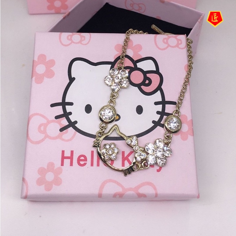 [Ready Stock]Fashion Cartoon Cat Micro Rhinestone Bracelet