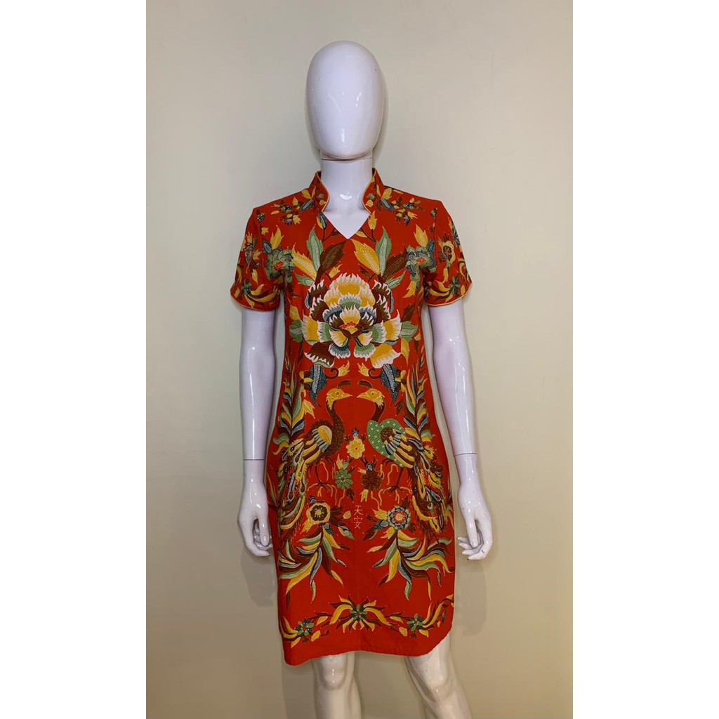 Batik Tjongklak Batik Dress CH5 M Orange