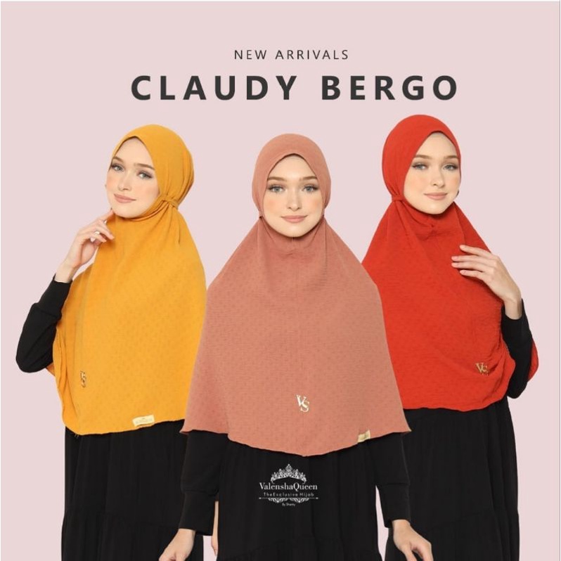 KHIMAR CLAUDY ORI VALENSHAQUEEN HIJAB BERGO TALI NON PED JUMBO BAHAN CRINKLE MOTIF BY IKKA MEMEI