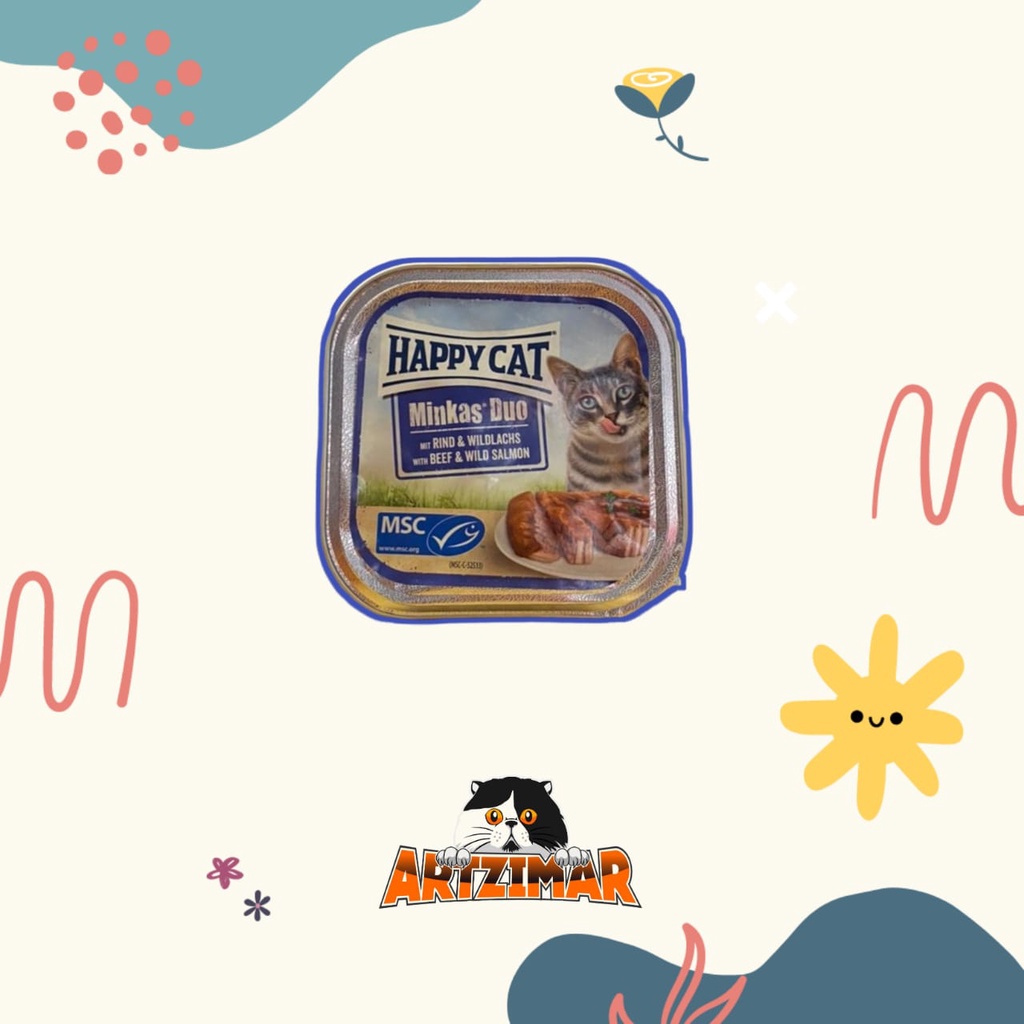 Happy Cat Minkas Duo Makanan Kucing Basah Beef &amp; Wild Salmon