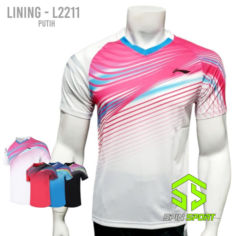 [L2211 Putih] Lining Summer Collection Kaos Baju Lining Li-Ning Import Premium Terbaru At Dry Badmin