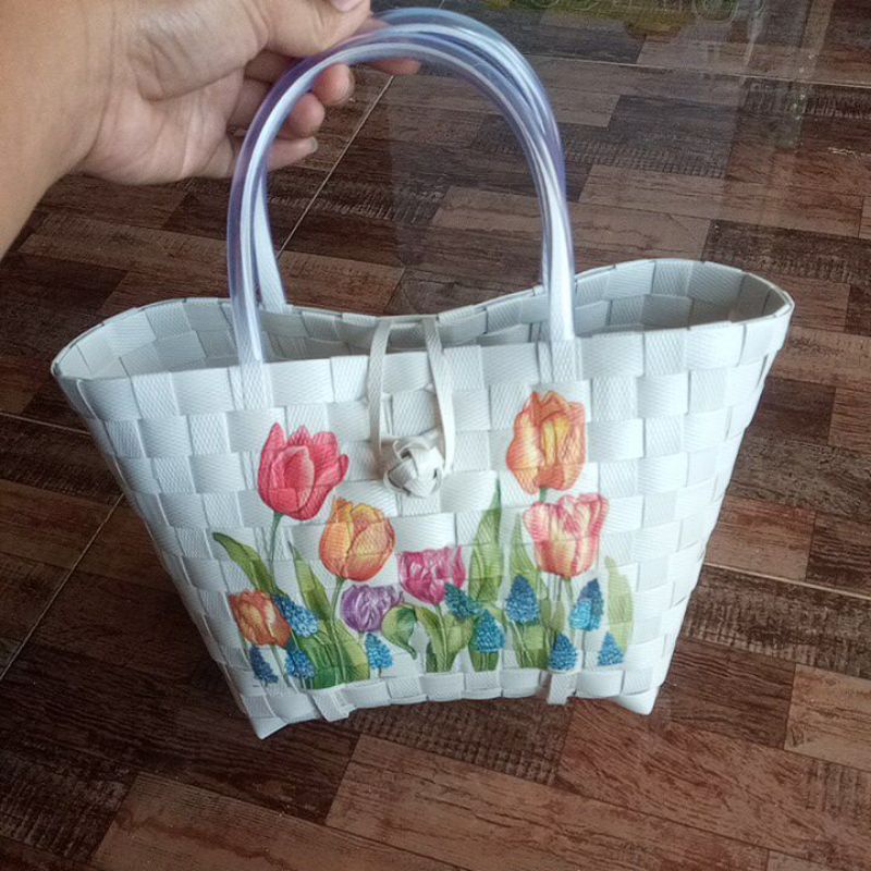 tas anyam decoupage mini pengait grosir