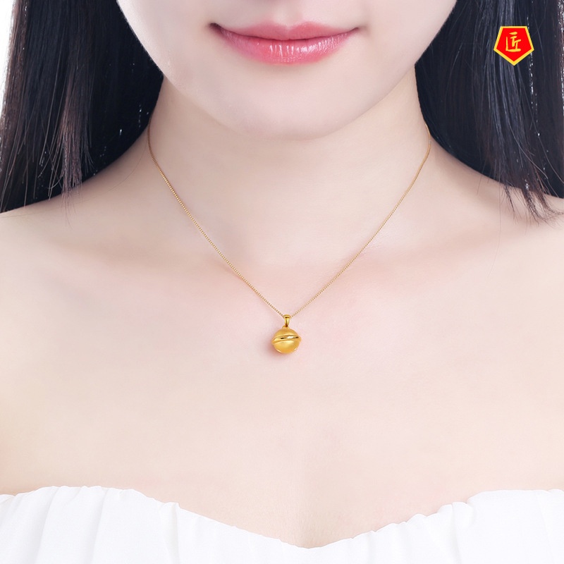 [Ready Stock]3D Creative Bell Pendant Kids' Golden Luck Bringer Necklace