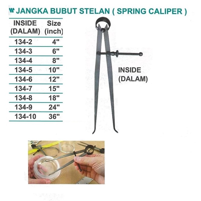 

Jangka Bubut Stelan - Spring Caliper Inside Dalam Size 12 Inch - Wipro