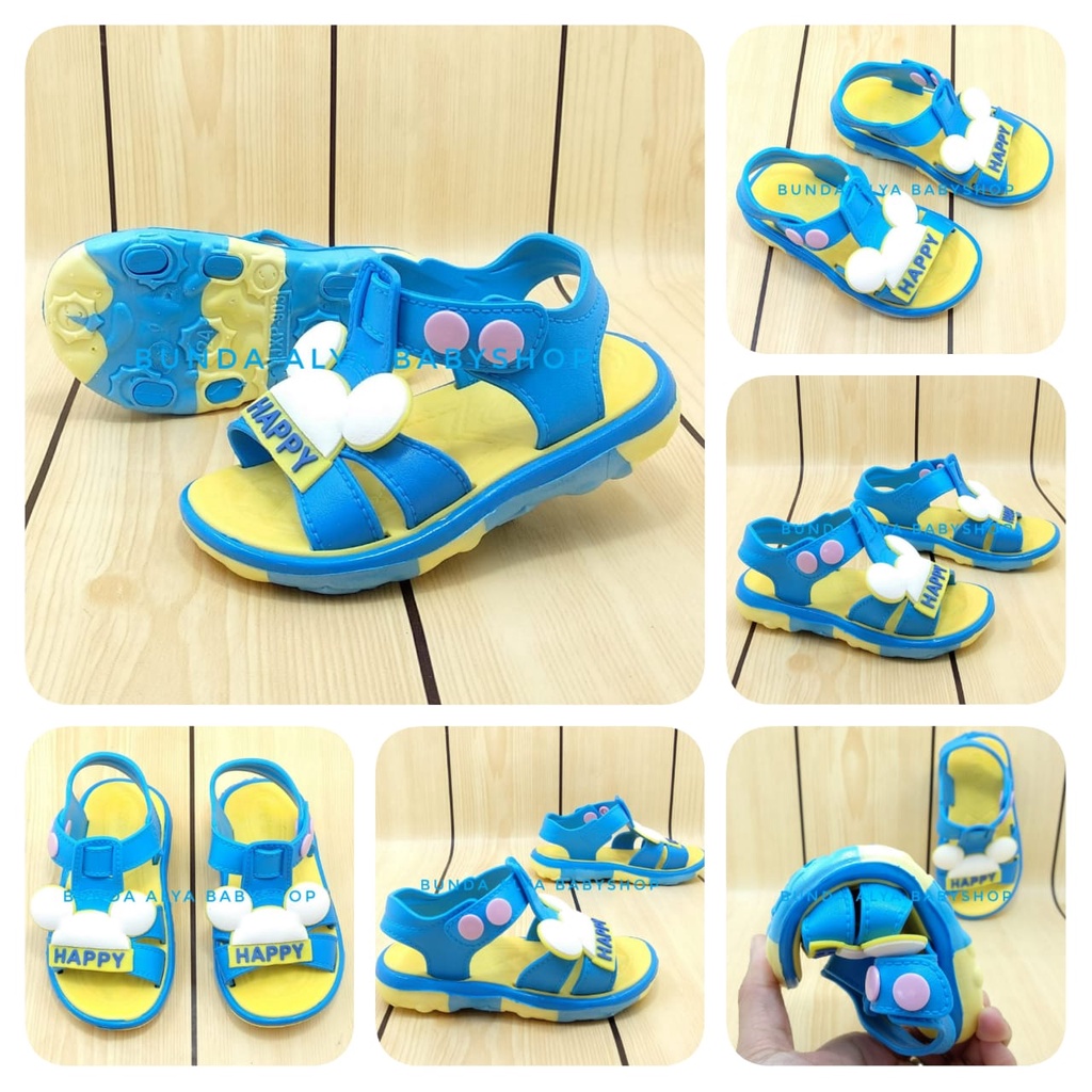 Sendal Anak Laki Laki Umur 1 2 3 4 Tahun BIRU Motif Lucu Karet - Sandal Anak Cowok Elastis Anti Licin Karet Lucu