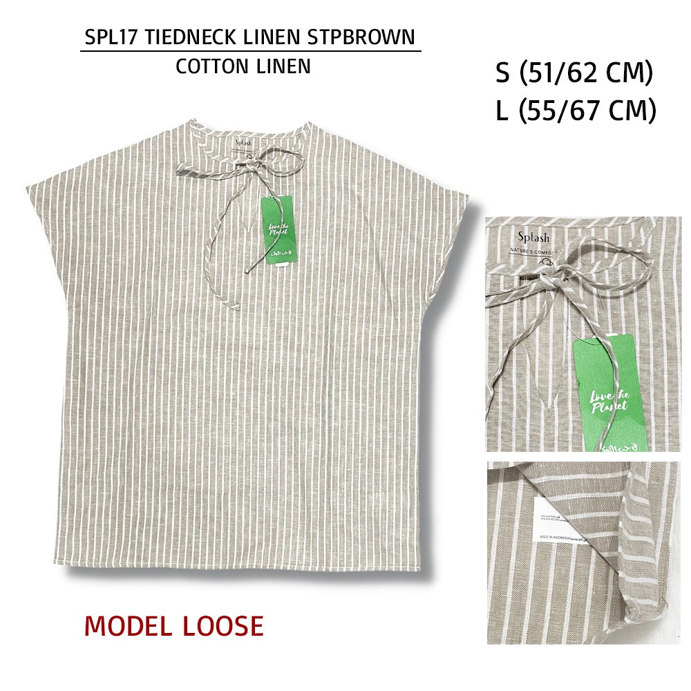 Blouse Wanita Casual TieNeck Loose Linen Cotton Rayon (SPL17 TIENECK TOP)-5