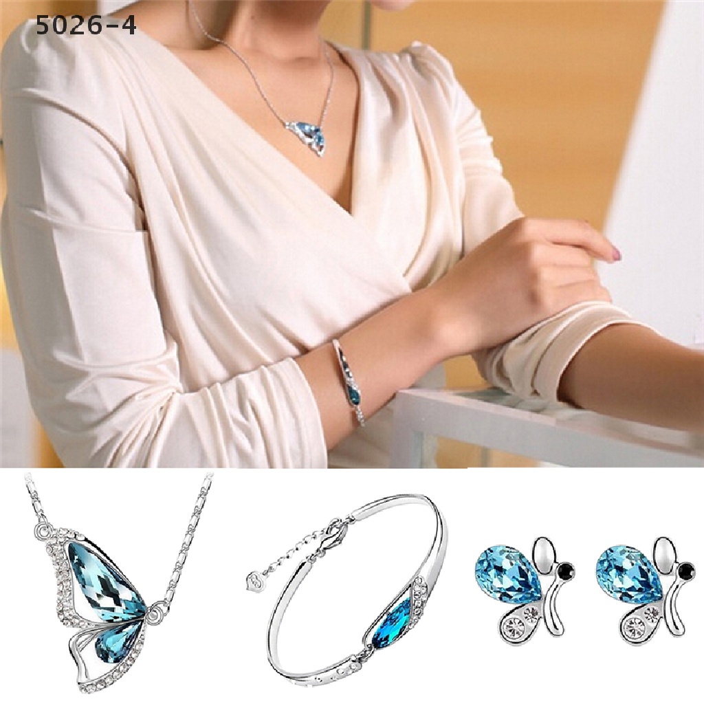 5026-4 New Butterfly Jewelry Sets Necklace + Earring+Bracelet Crystal Set Fashion 5026-4