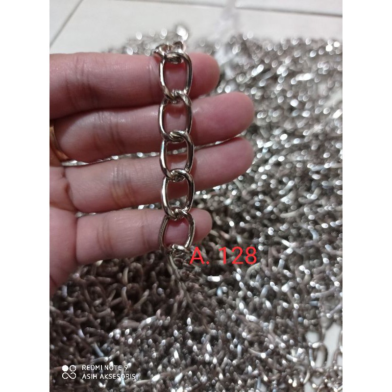 Rantai tali tas tanpa kait 10mm tebal / A128 nikel