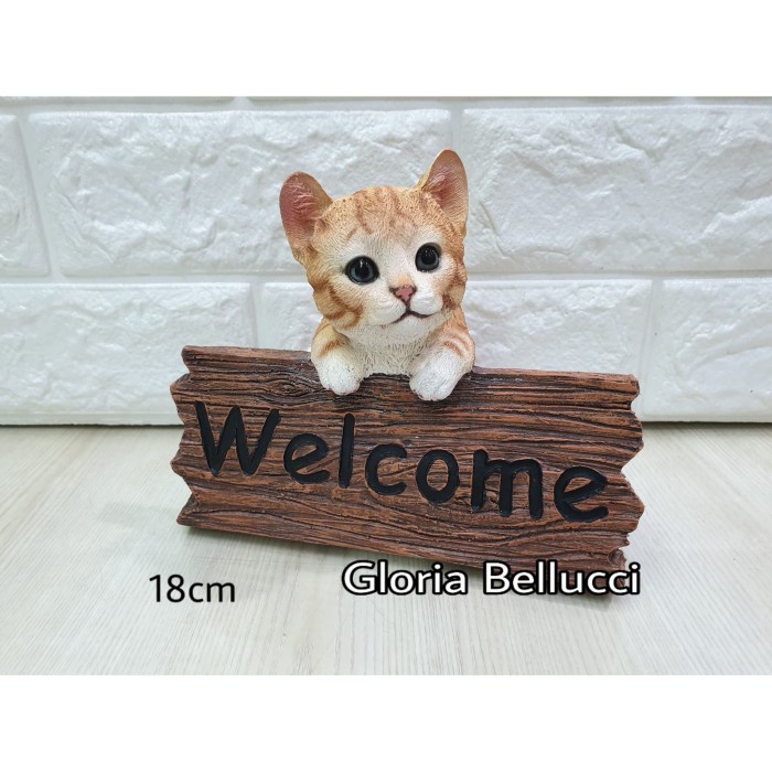 patung pajangan kucing welcome miniatur cat persia anggora ~ gsa599