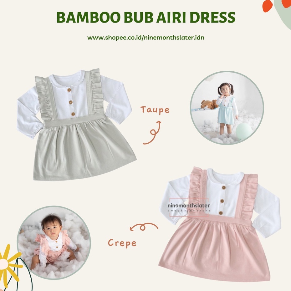 Bamboo and Bub - Airi Dress Baju Anak Bayi Balita Lucu Bambu Soft Terusan Perempuan Cewe Organic