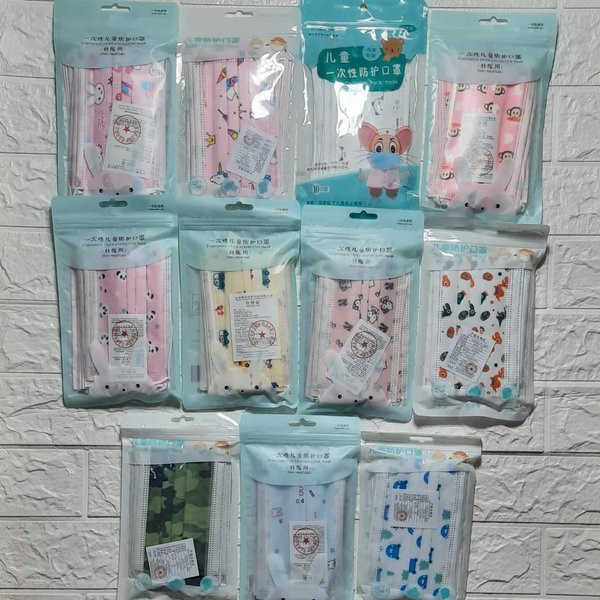 Masker mulut isi 10pcs Motif Anak IMPORT Standar K-POP KPOP KOREA FASHION DISPOSABLE MASK LUCU IMUT