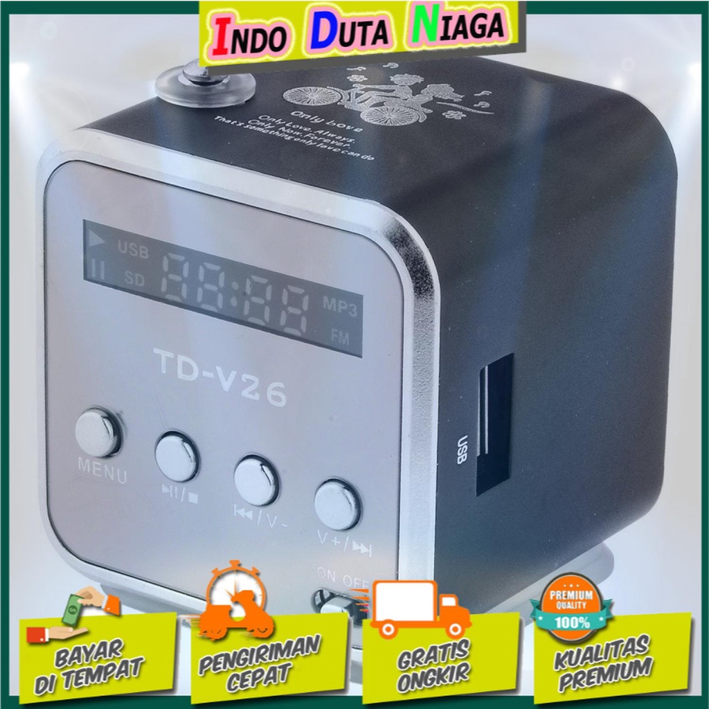 IDN TECH - NBY Speaker Mini Portabel Bluetooth FM Radio TF Card - TD-V26