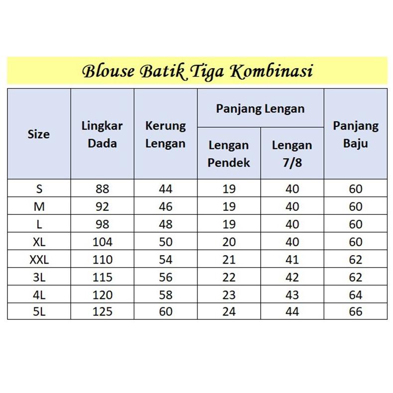 Blouse Batik Wanita Model Tiga Kombinasi - Atasan Batik Wanita - S M L Xl 2L 3L 4L 5L