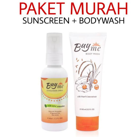 Paket Pemutih Tubuh 2 In 1 Buy Me Sunscreen Spray + Buyme Body Wash