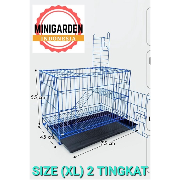 KANDANG LIPAT 2 TINGKAT kandang anjing kandang kucing tingkat XL 75X45X55 kandang hewan burung pet cage pet cargo