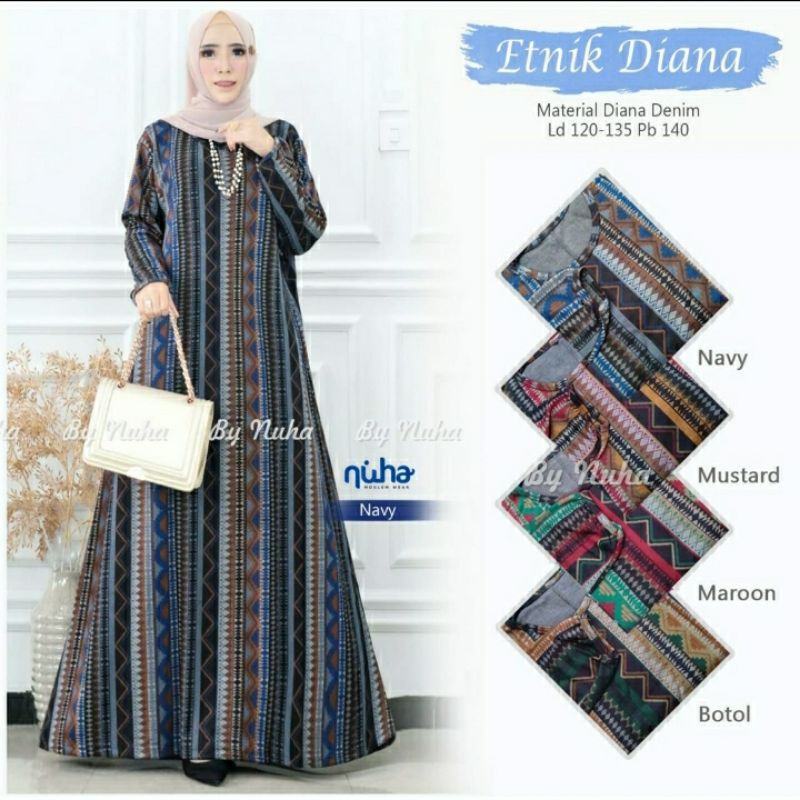 Gamis Salur Terbaru LD 110 - 130 Fit XXL - XXXL / Gamis Diana Denim / Gamis Kaos Melar Jumbo