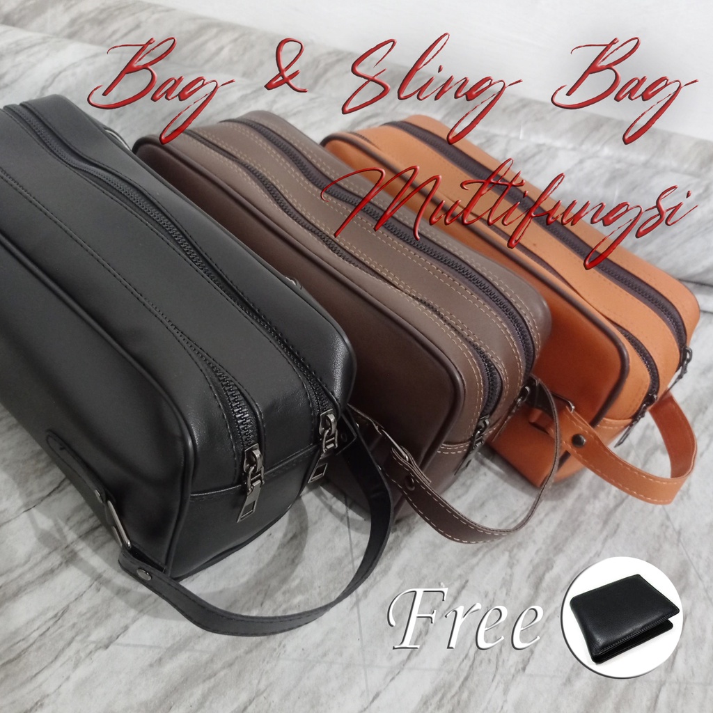 BSS - Tas Handbag Pouch Clutch Pria Wanita Kulit PU Multifungsi