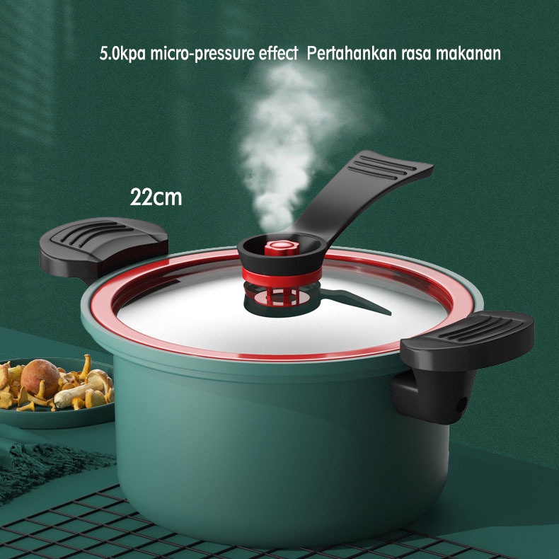 Panci Presto 3.5l Teflon 22cm Pressure Cooker Pot wajan Melunakan Daging Anti Lengket P8822/5122