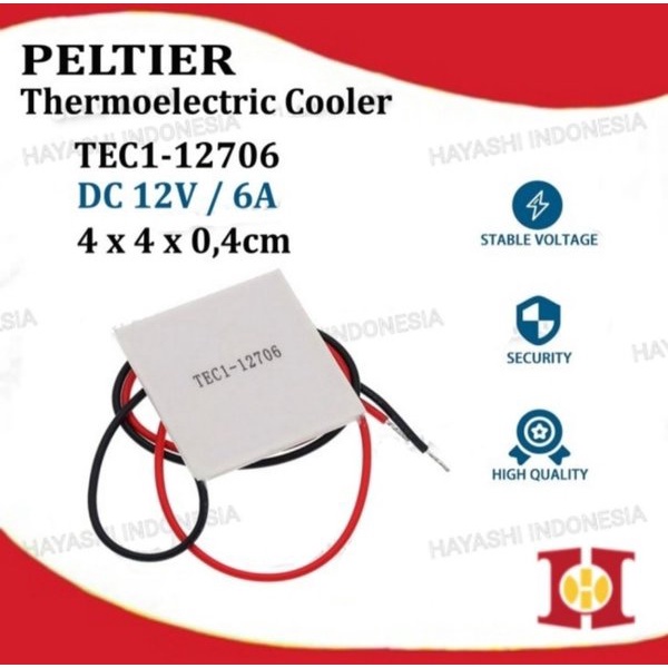 Peltier TEC TEC1 12706 Thermoelectric Elemen Keramik Panas Dingin 12V