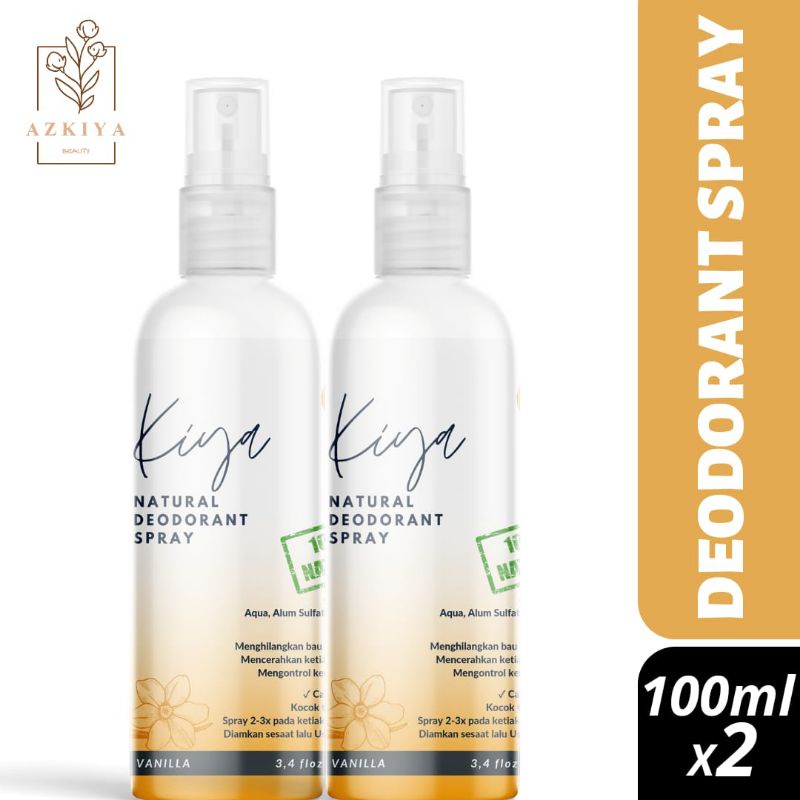 Kiya Deo Natural Deodorant Tawas Spray 100 ml Aroma Vanilla - Twin Pack