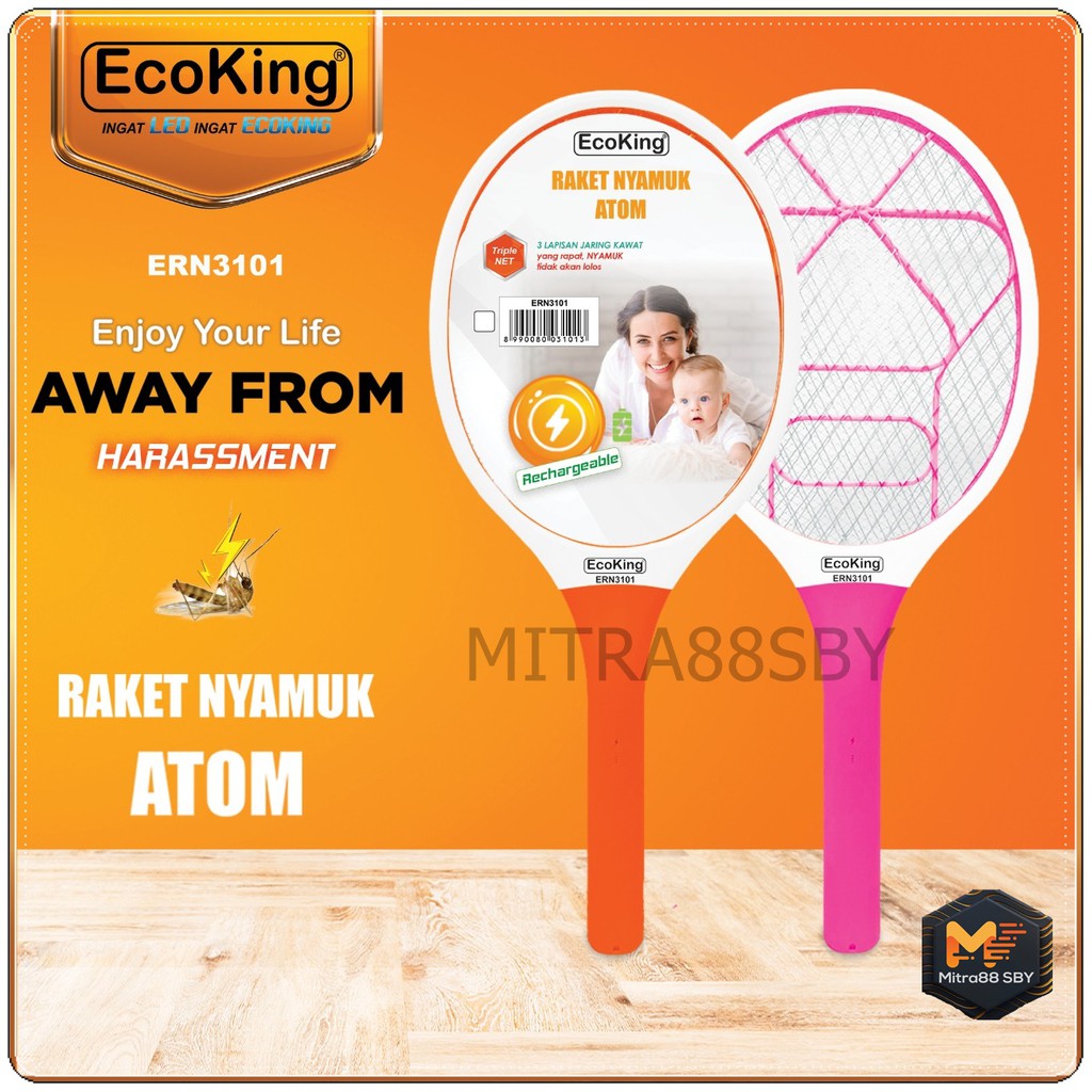 Mitra88sby Raket nyamuk cas ERN3101 dan ERN3102 plus senter led  ecoking