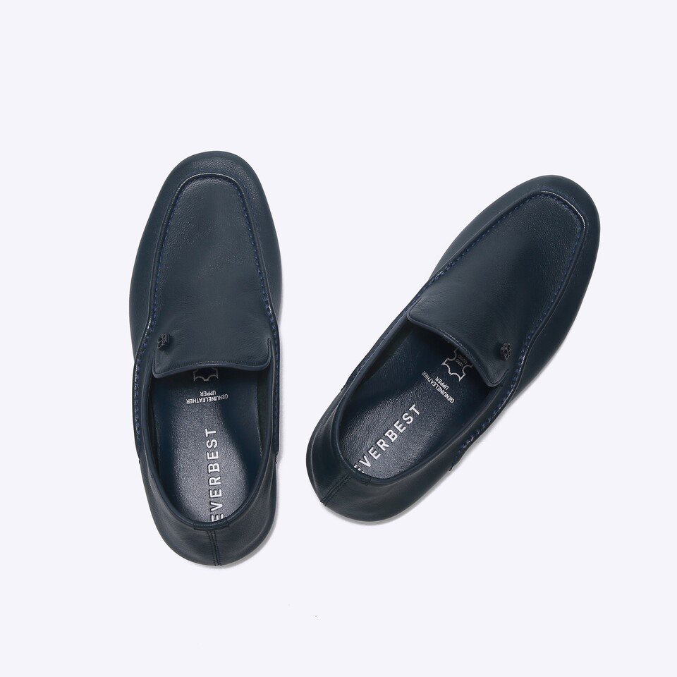 EM82 SEPATU PANSUS EVERBEST PRIA ORIGINAL LOAFER KULIT BRANDED BIRU NAVY