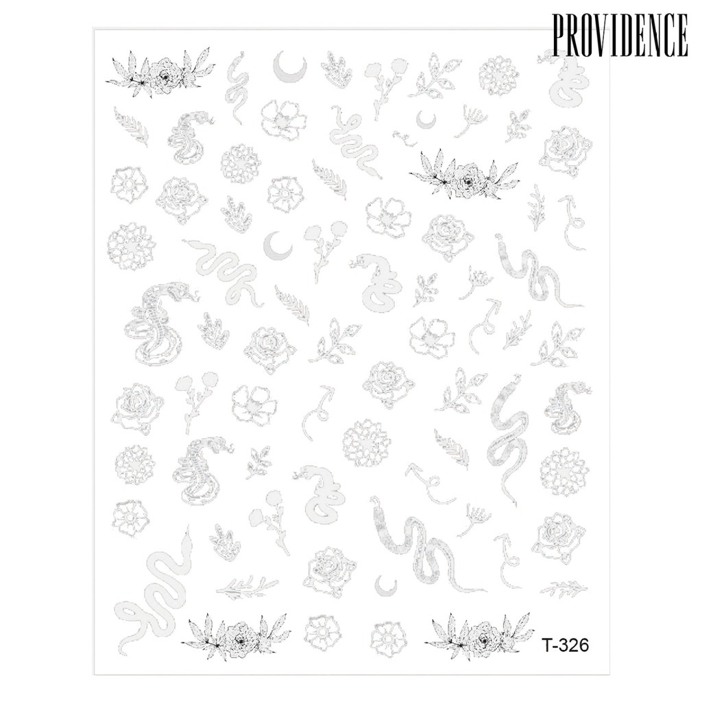 Providence 4pcs Stiker Kuku 3d Motif Ular / Bunga Untuk Dekorasi Nail Art