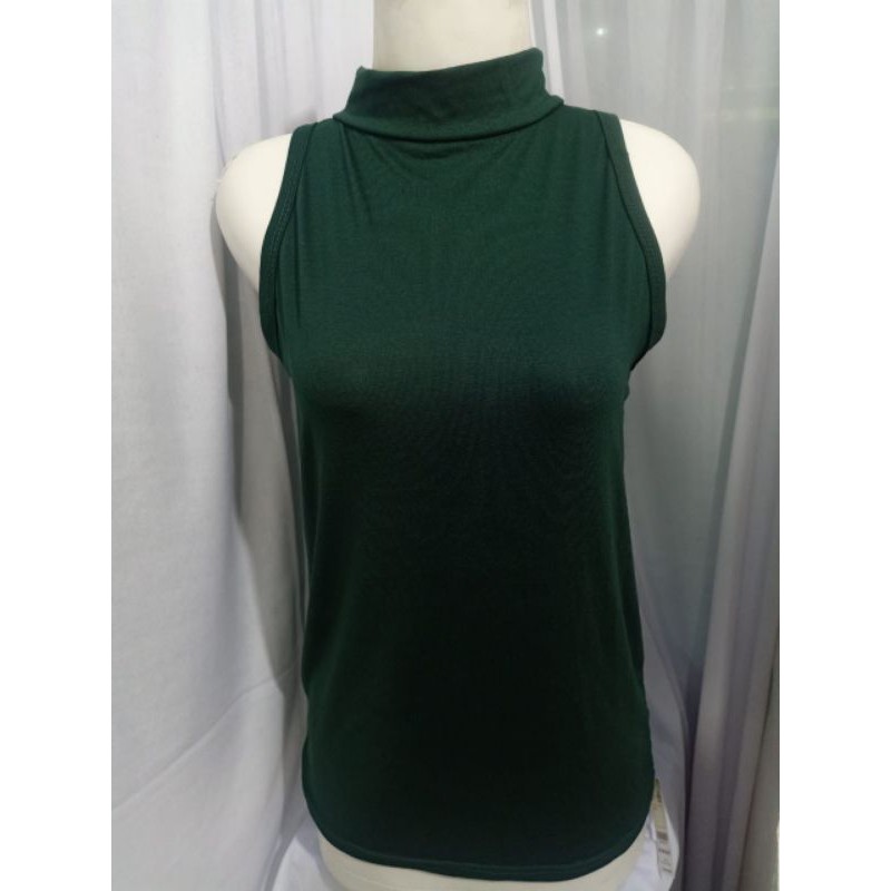 TURTLE NECK [JUMBO] TERMURAH / TANKTOP ATASAN WANITA TANPA LENGAN POLOS-Army