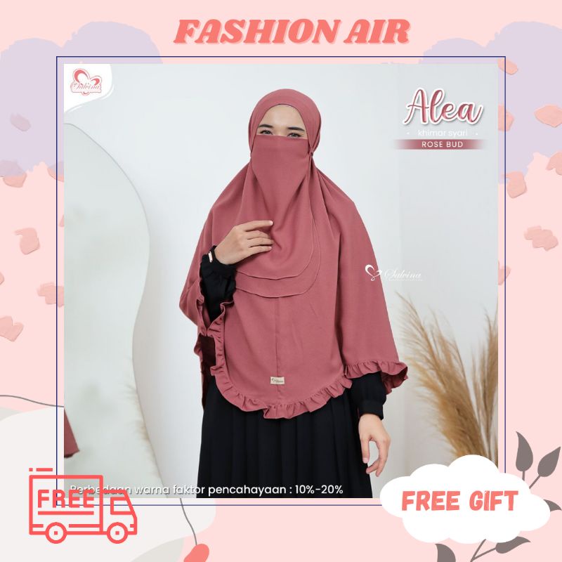 KHIMAR BERGO POLOS NONPED BAHAN ITY CREPE AKSEN RAMPEL ORIGINAL ALEA by SALVINA
