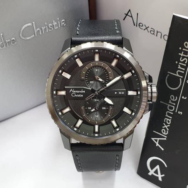 JAM TANGAN ALEXANDRE CHRISTIE AC 6507 FULL BLAVK MAN ORIGINAL