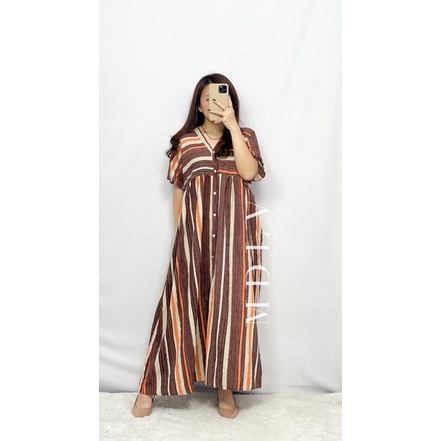 MDLV ~ 63004# Airvania Loose Dress  Maxi Dress Salur Jumbo Import