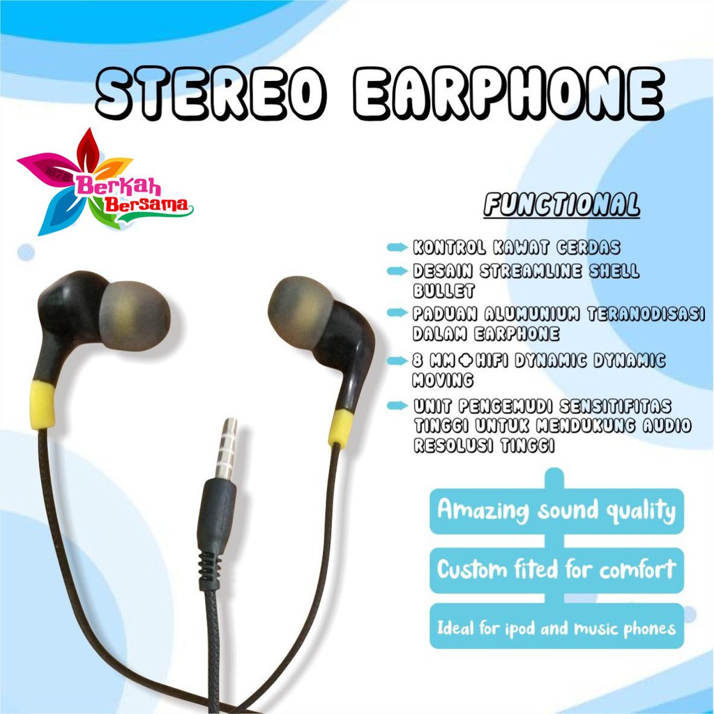 BM032 Headset EARPHONE DIINAMI R35 stereo Earphone Bass Android iPhone Original - Garansi 1 Tahun BB5398