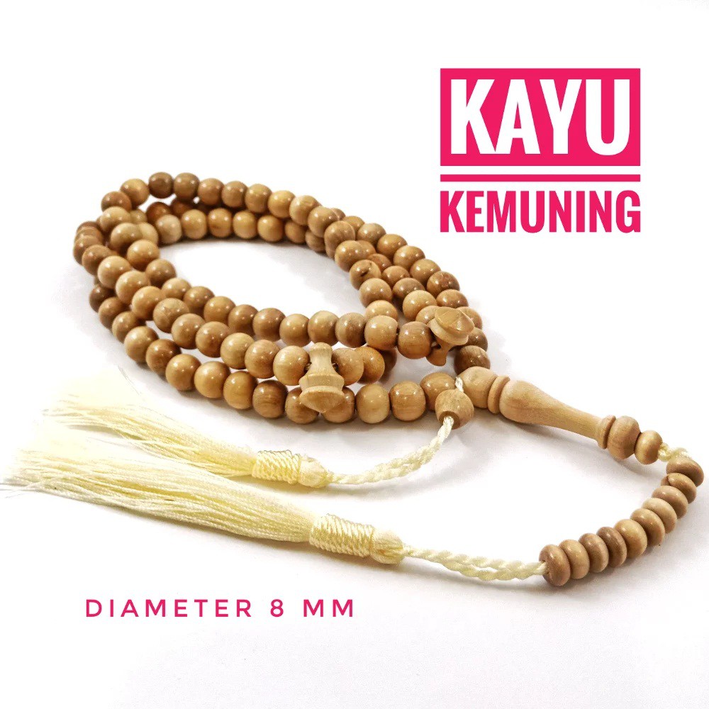 Tasbih Kayu Original Kemuning Atau Kemuniang Diameter 8 Mm Kualitas Premium Super Aksesories Perlengkapan Ibadah Sholat Dzikir Fashion Muslim