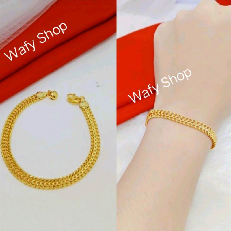 Gelang Tikar Titanium Gold Lapis Emas 24k Anti Luntur