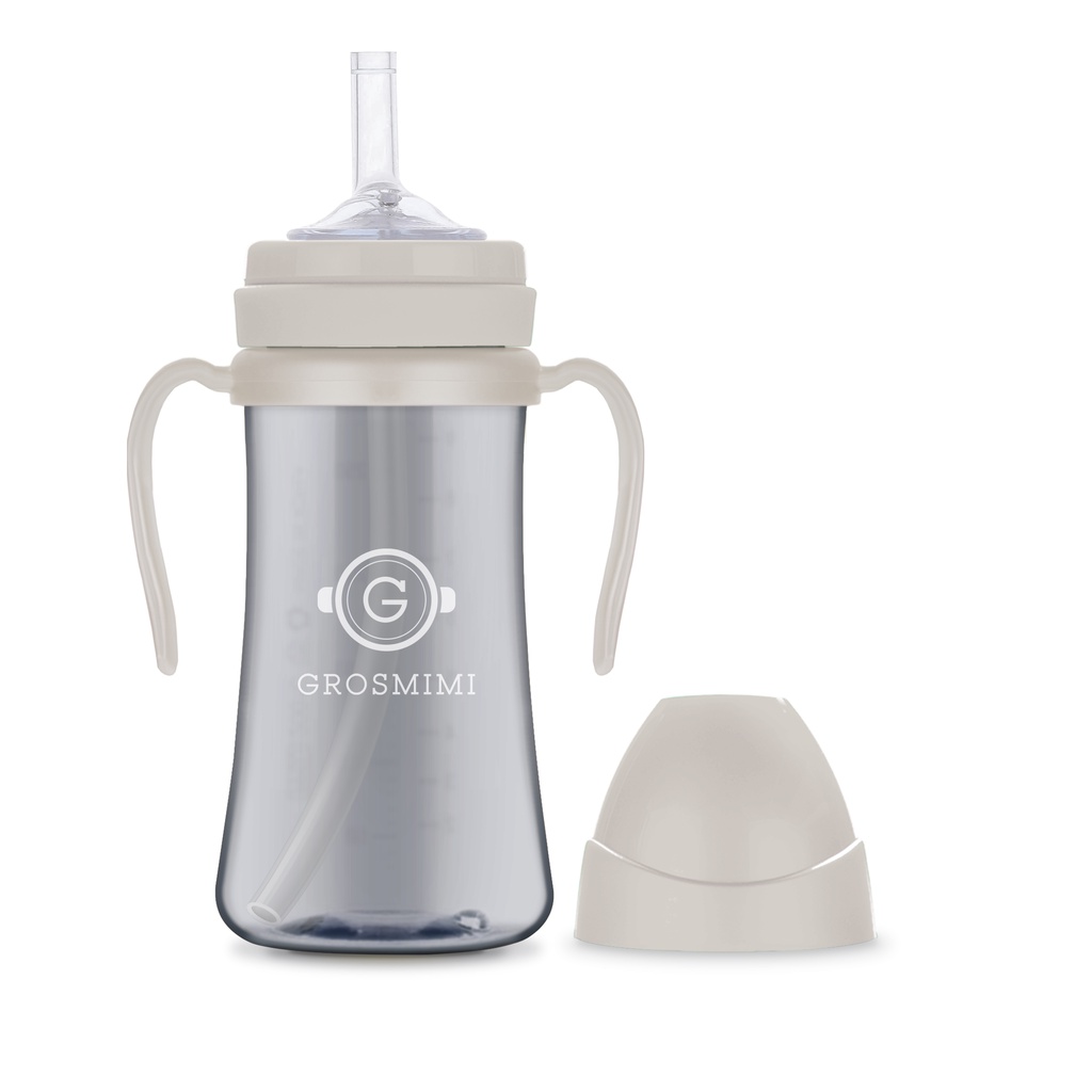 Grosmimi PPSU Straw Cup 300ml Dark Series - Botol Minum Anak Bayi Bottle Sedotan With Handle Dengan Pegangan Korea