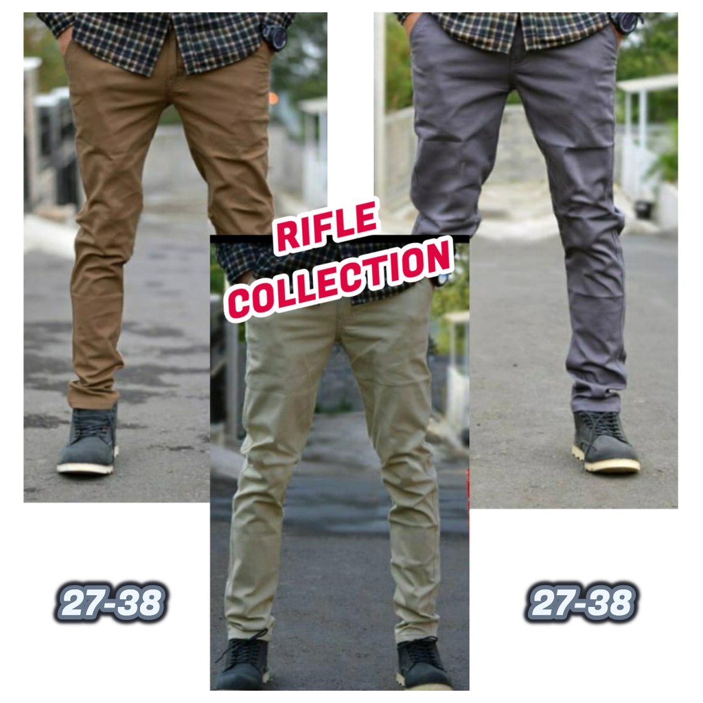 Celana Chino Slimfit Pria Katun Twill Stretch