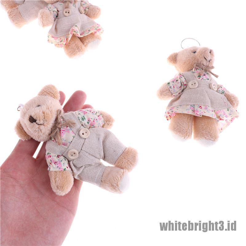 (white3) 1pc Gantungan Kunci Boneka Beruang / Kelinci Bahan Plush 11cm Untuk Hadiah Pasangan / Teman 2017