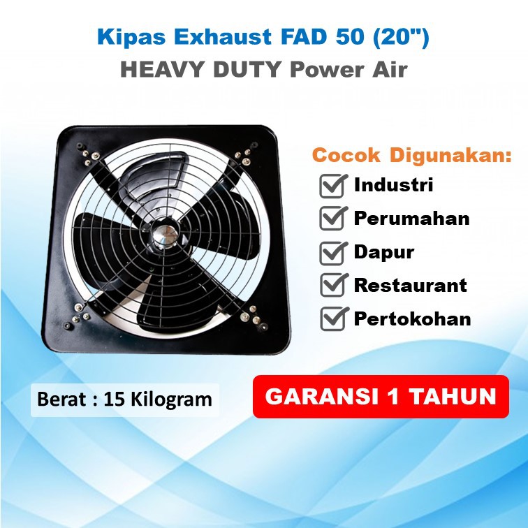 Kipas Angin Dinding Exhaust  FAD 50 Extra Heavy Duty Power Air 20" Fan Tornado Industri Pabrik Dapur