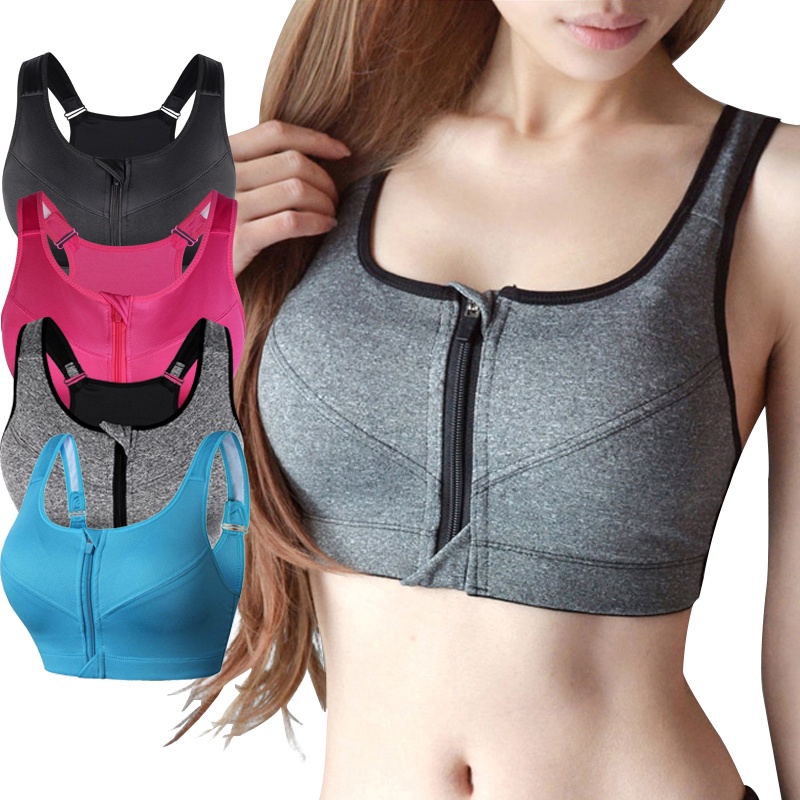 Senam Bra Sport Sports Bra Perempuan Resleting Zipper Pakaian Salam Wanita