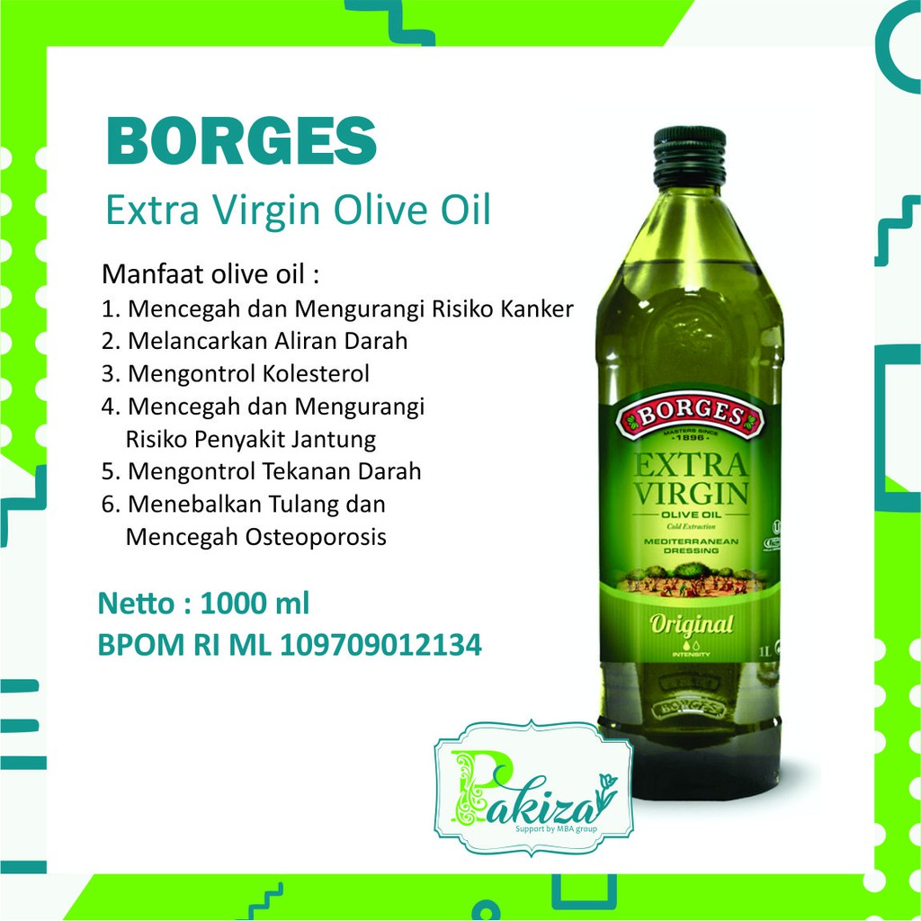 

Borges Extra Virgin Olive Oil 1 Liter 1000 ml Minyak Zaitun Bpom