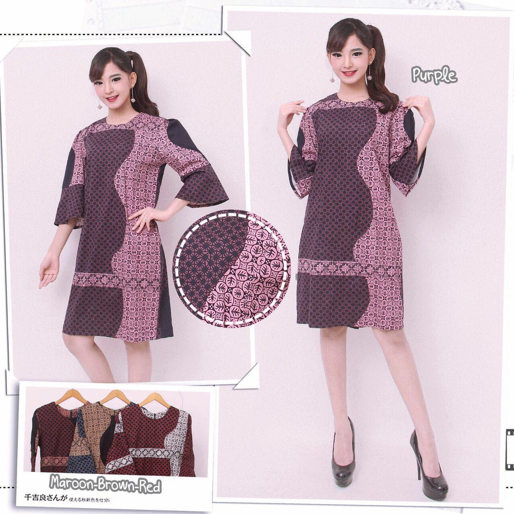 DNS DRESS005 MINI DRESS WANITA MOTIF BATIK GELOMBANG