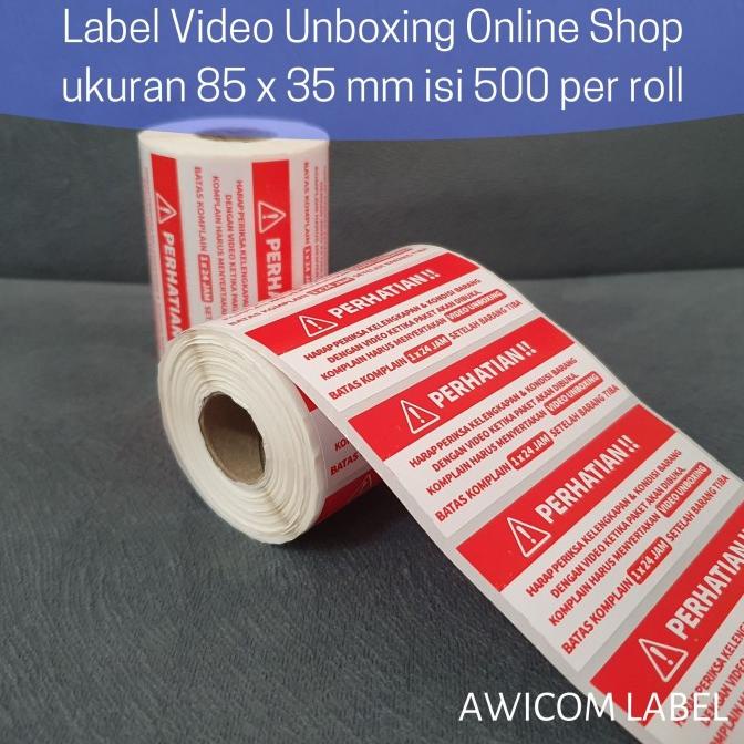 

SALE Label Sticker Video Unboxing Stiker Online Shop 85x35 mm isi 500 pcs